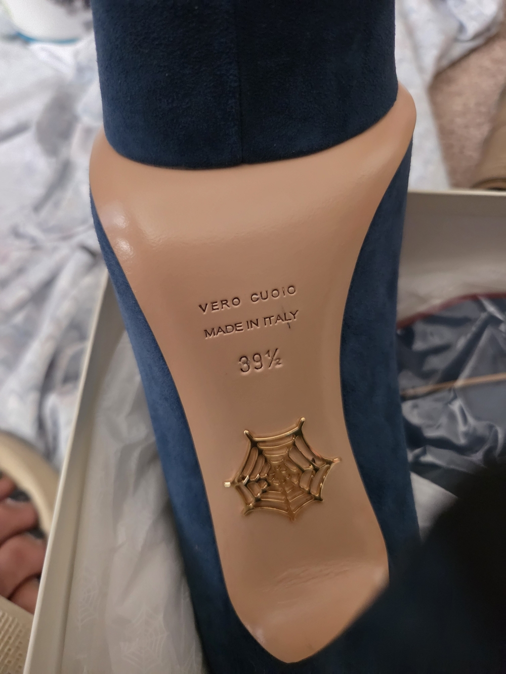 Charlotte Olympia Navy Suede Women's Heels 9.5 NEVER WORN